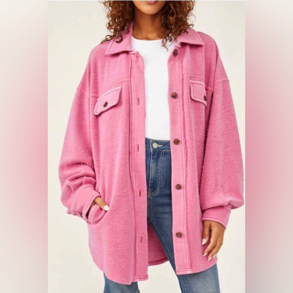 Free People Oversized Fleece Ruby Jacket